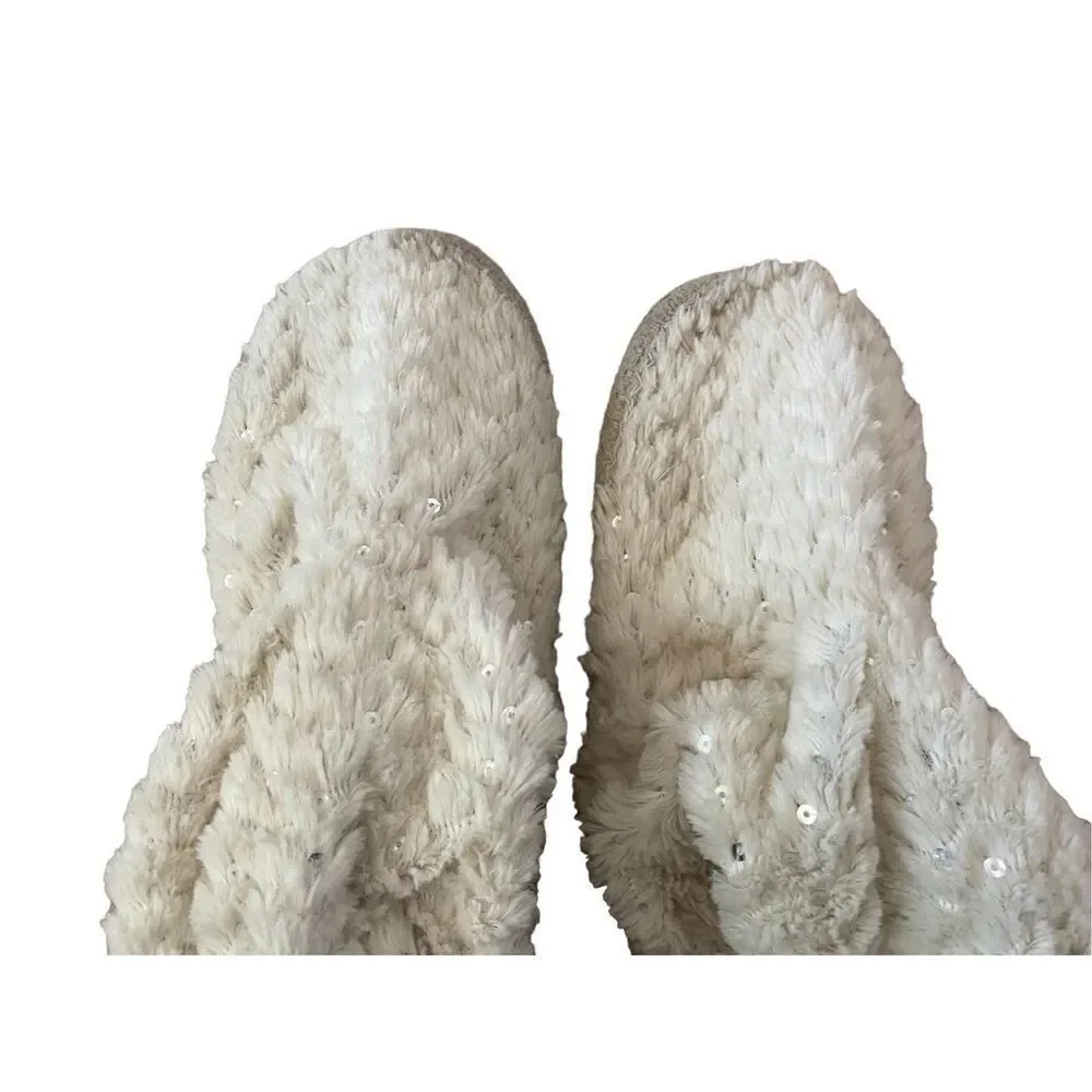 Sequin Sweater Boots Faux Fur Winter Slippers House Shoes